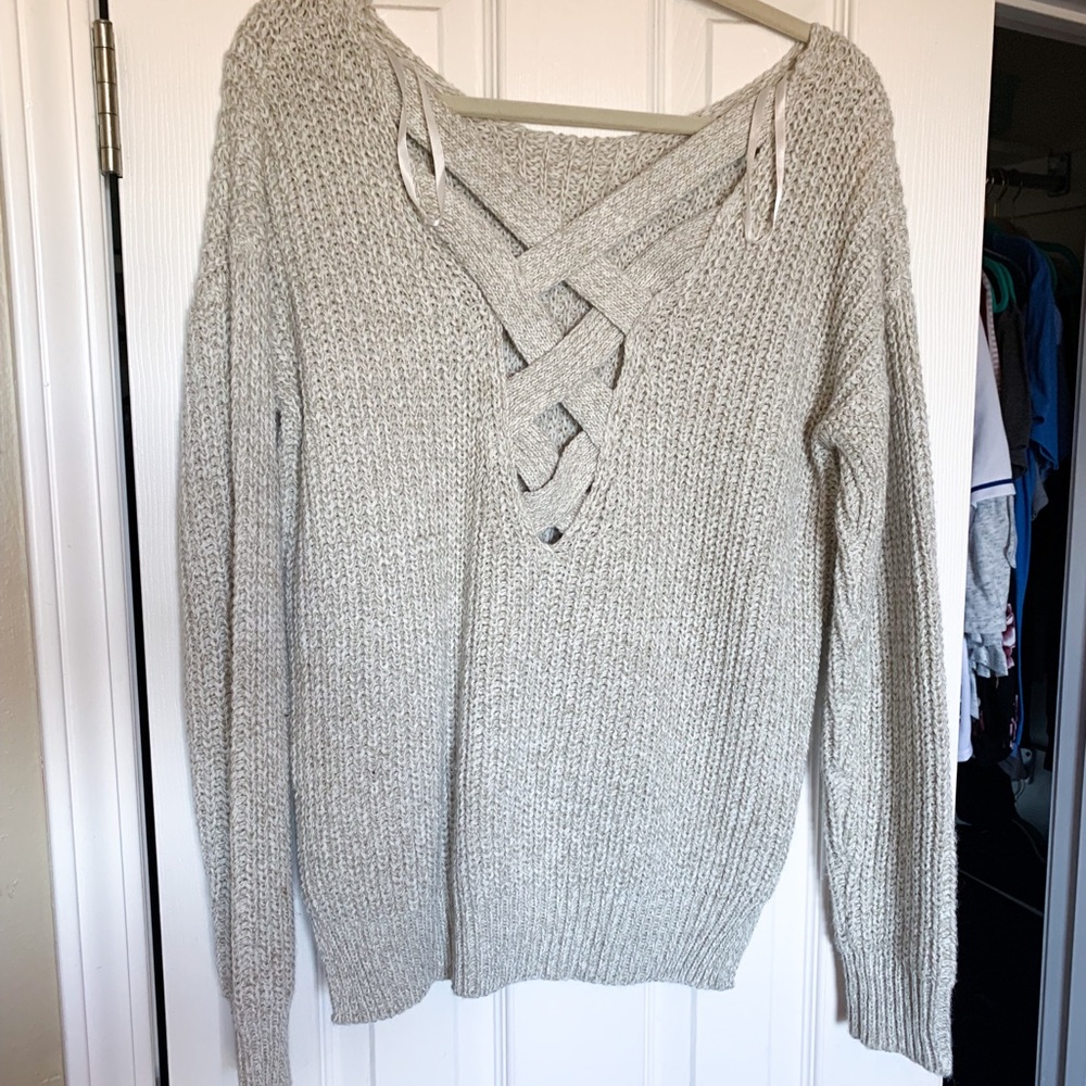 Boutique Cream Sweater with beautiful back detail
